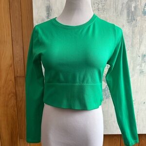 Aerie Vibrant Green Long Sleeve Crop Top
